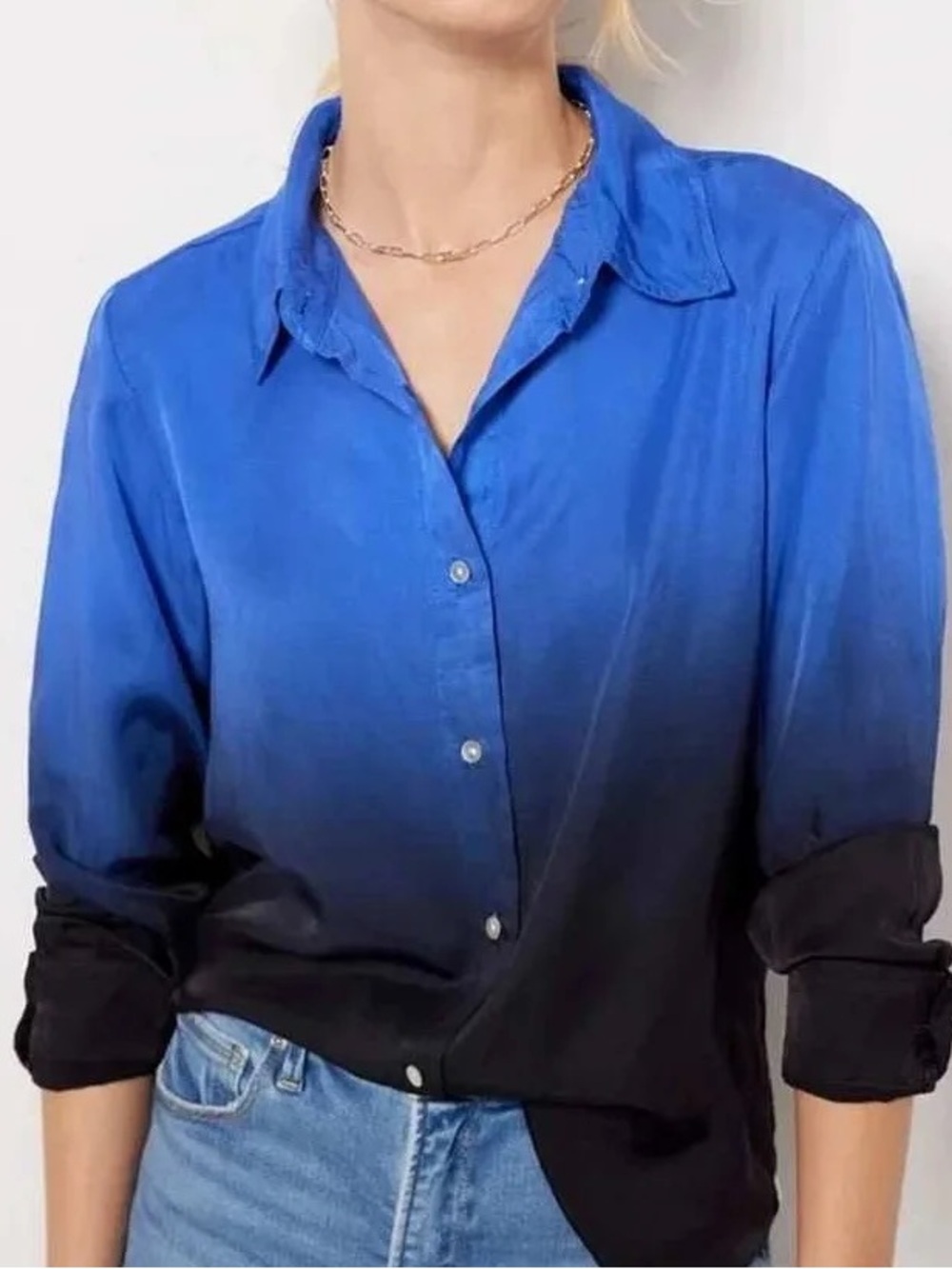 Sundry Blue to Black Ombre Button-Down Shirt
